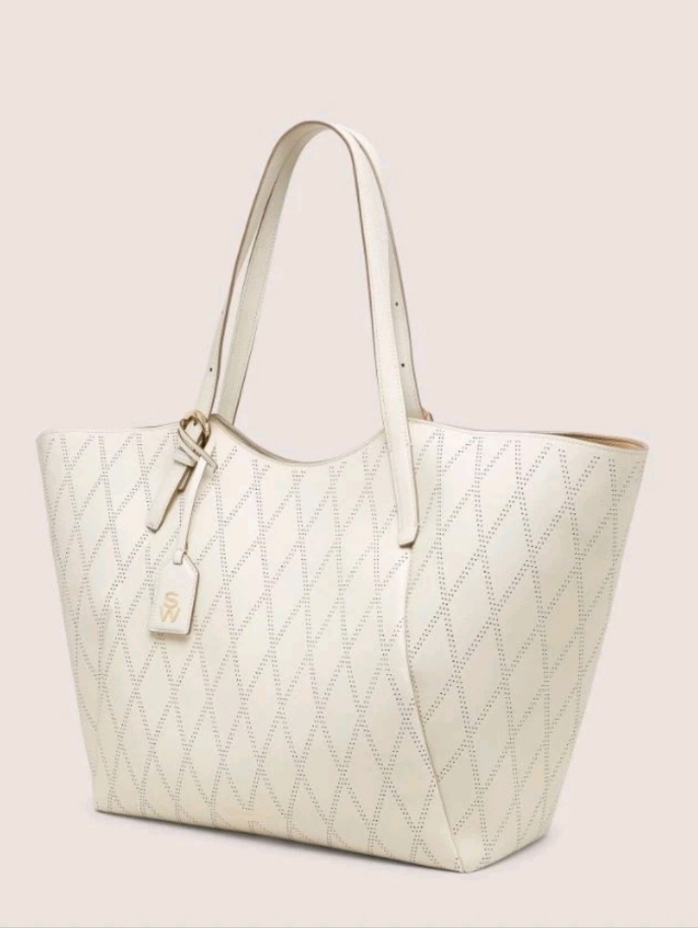 Stuart Weitzman GOGO Leather Tote In Oat Bag Retail $900